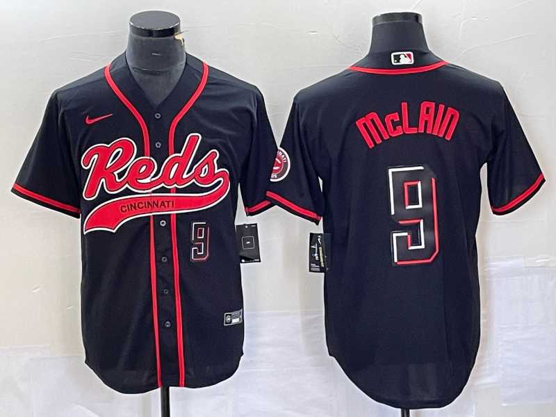 Men%27s Cincinnati Reds #9 Matt McLain Number Black 2023 City Connect Cool Base Stitched Jerseys->cincinnati reds->MLB Jersey